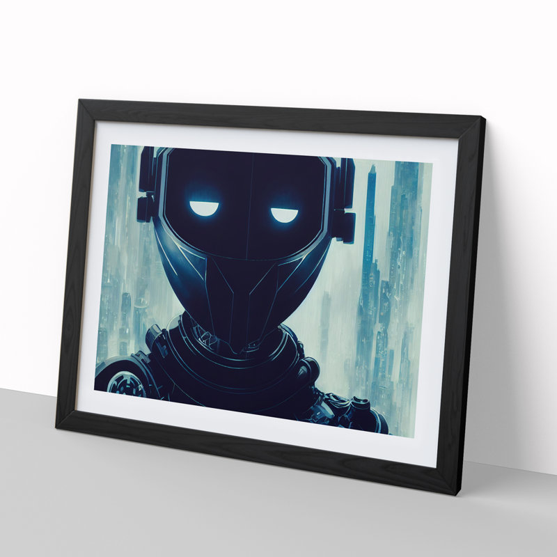 Cyberpunk Robot - Framed Print, Black, 34cm H x 46cm W x 2cm D