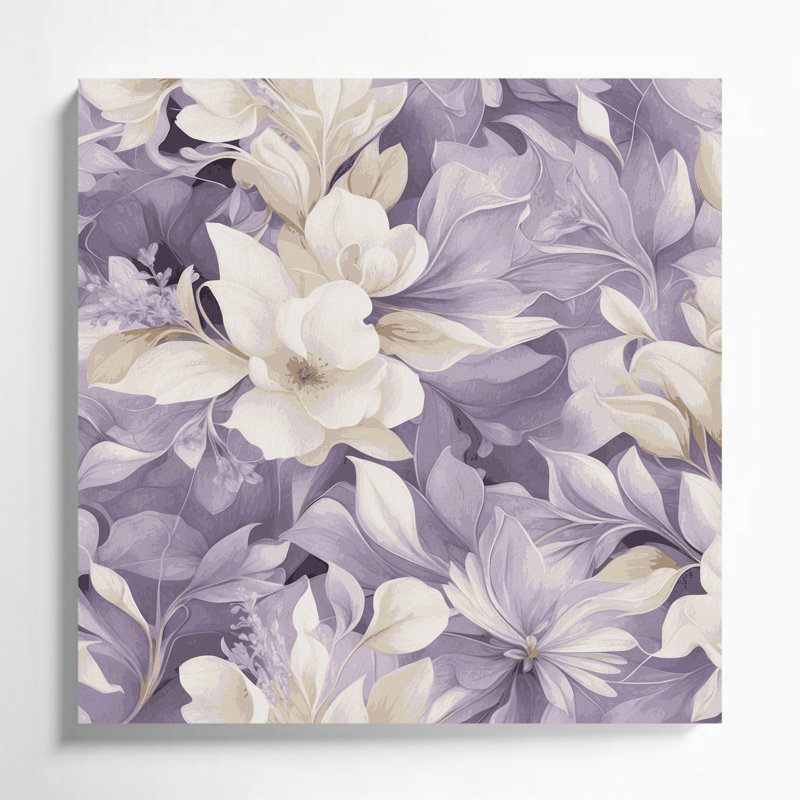 "Abstract Florals 4", art mural sur toile grise, H 16 po x l 16 po
