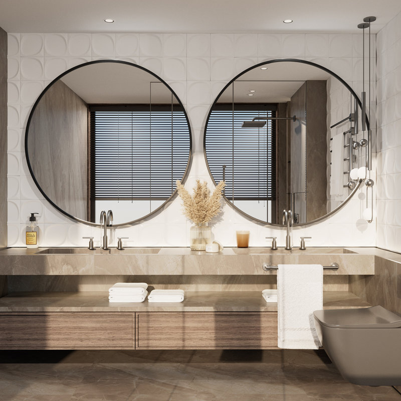 Miroir de salle de bain Molly Easy, 40 po x 40 po, Noir