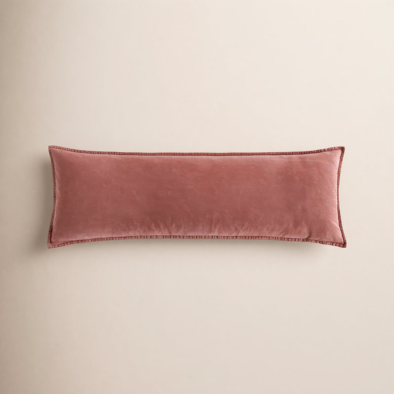 Stonewashed Cotton Canvas Solid Color Classic Chic Modern Rustic 14x42 Long Lumbar Pillow, Sarsaparilla