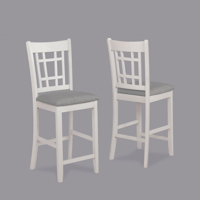 Ensemble de 2 chaises de pub rembourrées à hauteur de comptoir, Blanc