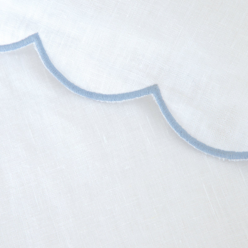 Ensemble de draps Kelly, Ensemble de draps grand lit + 2 taies d'oreiller, Blanc / bleu français