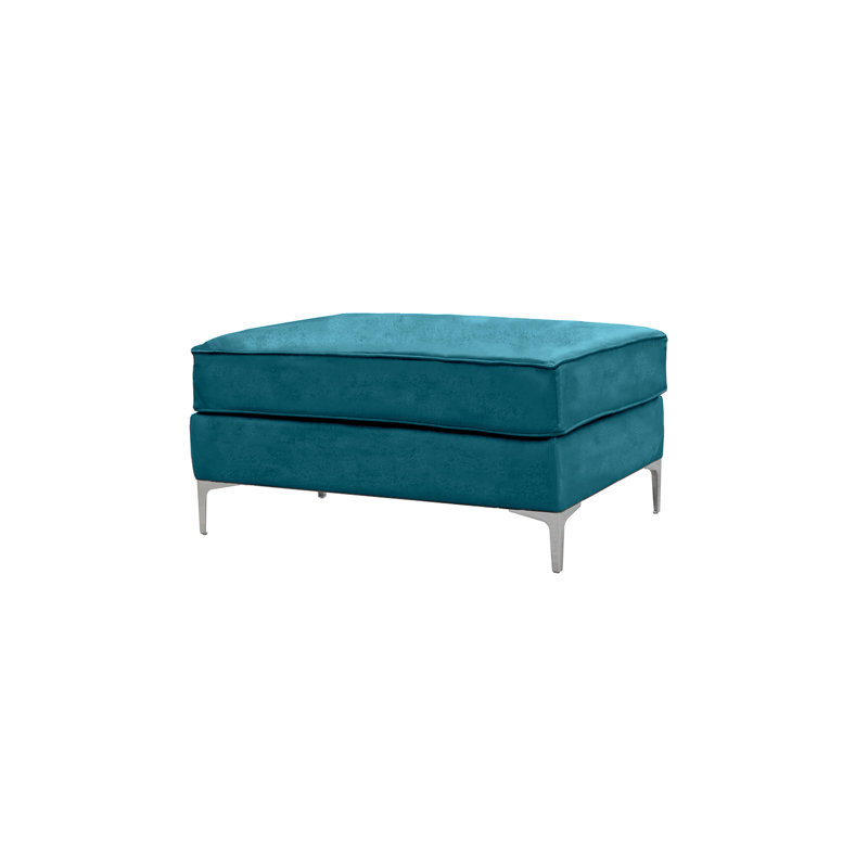 Giancarlo 93cm Wide Velvet Rectangle No Pattern Standard Ottoman, Teal