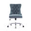 Chaise de bureau bleu clair, fauteuil de bureau moderne capitonné en chenille avec base en métal chromé, chaise de bureau pivotante réglable-330475580