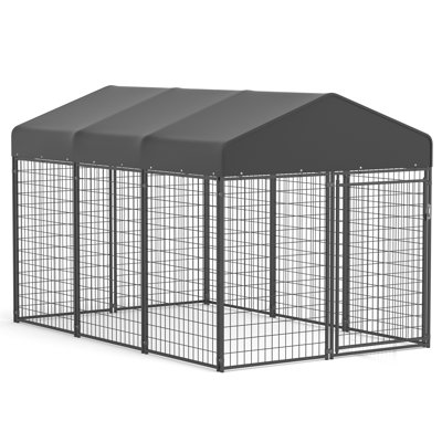  Chenil en métal avec porte pour chien