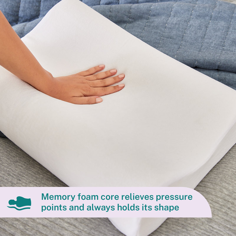 Standard White Memory Foam Contour Pillow for Cervical Support