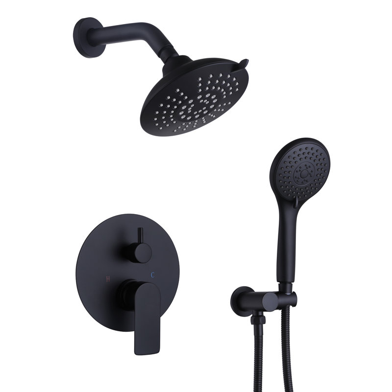 Système de douche mural avec valve à pression équilibrée, Noir mat