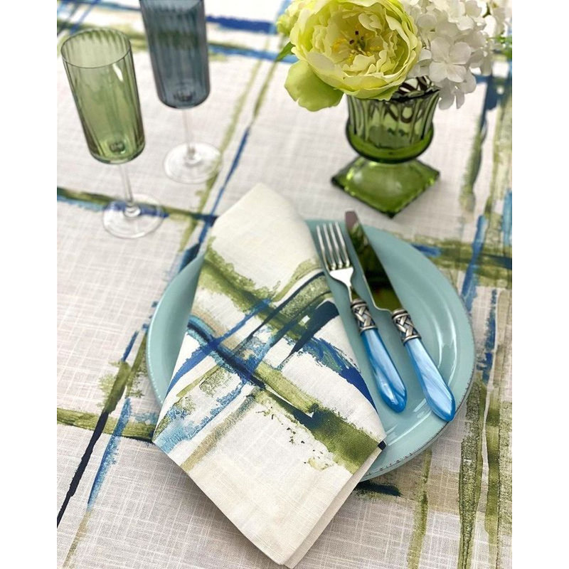 Abstract Grid Geometric Tablecloth, 120" L x 63" W