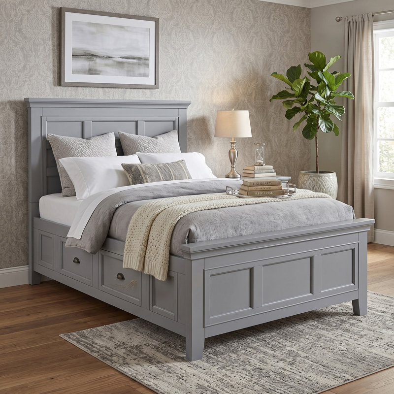 Genesha Storage Platform Bed, Full / Double, Gray