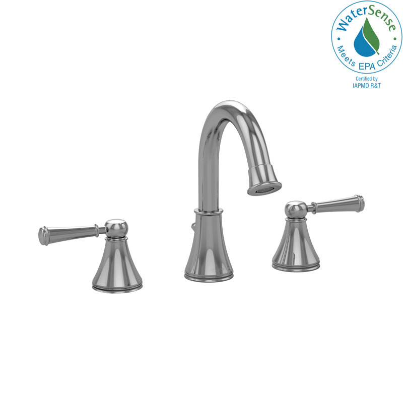 Polished Nickel Widespread Brass Bathroom Faucet with Drain Assembly