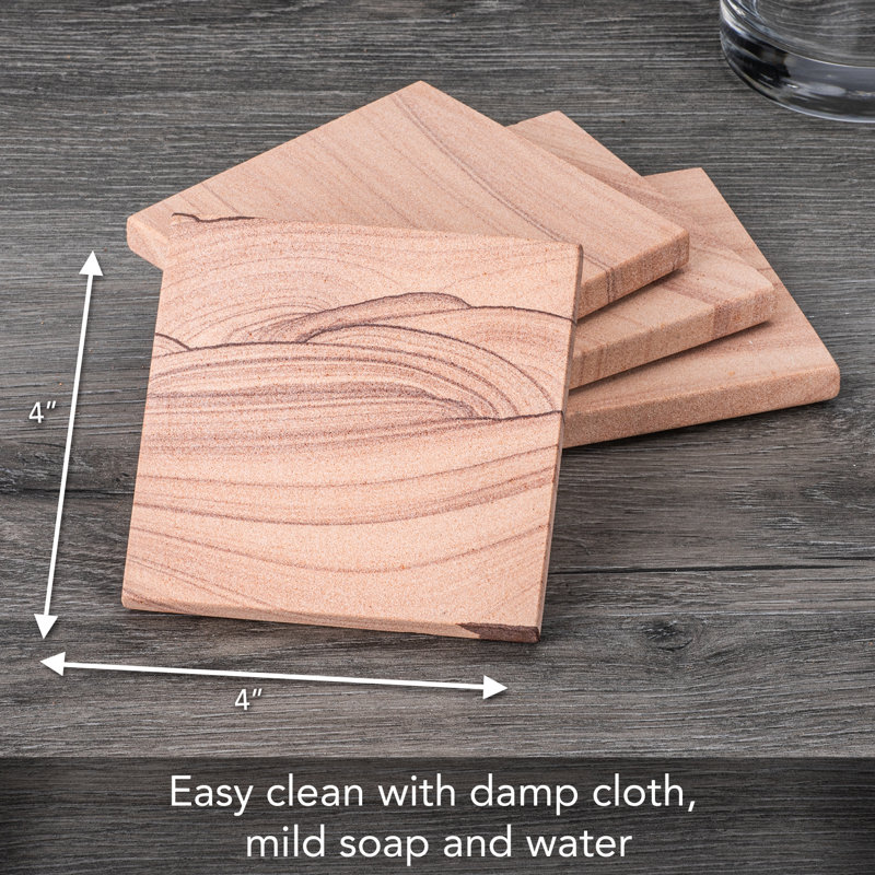 Ensemble de sous-verres carrés en grès naturel Thirstystone