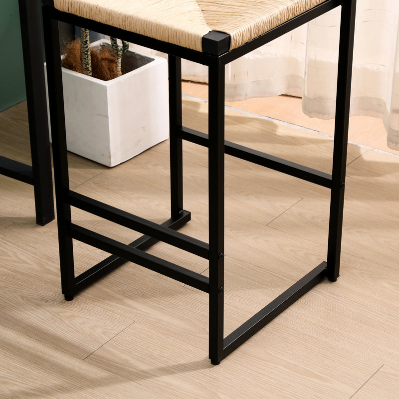 Chaises de bar Honey de 2 pièces, tissage en corde de papier. Structure en métal robuste et confortable. Idéal pour la cuisine, la salle à manger et le comptoir. Assemblage rapide 2 pièces, chaises avec base stable