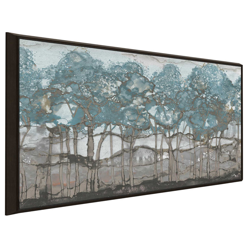 " Muted Watercolor Forest ", 21.5" H x 33.5" W x 2" D, Espresso Floater Frame