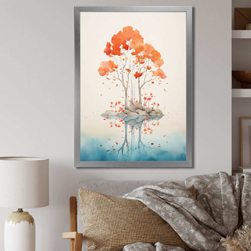 Impression simple sur toile, impression d'un seul arbre, H 40 po x l 30 po x P 1,5 po, Cadre simple argenté