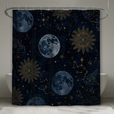 Moon Sun Constellations Shower Curtains Extra Long