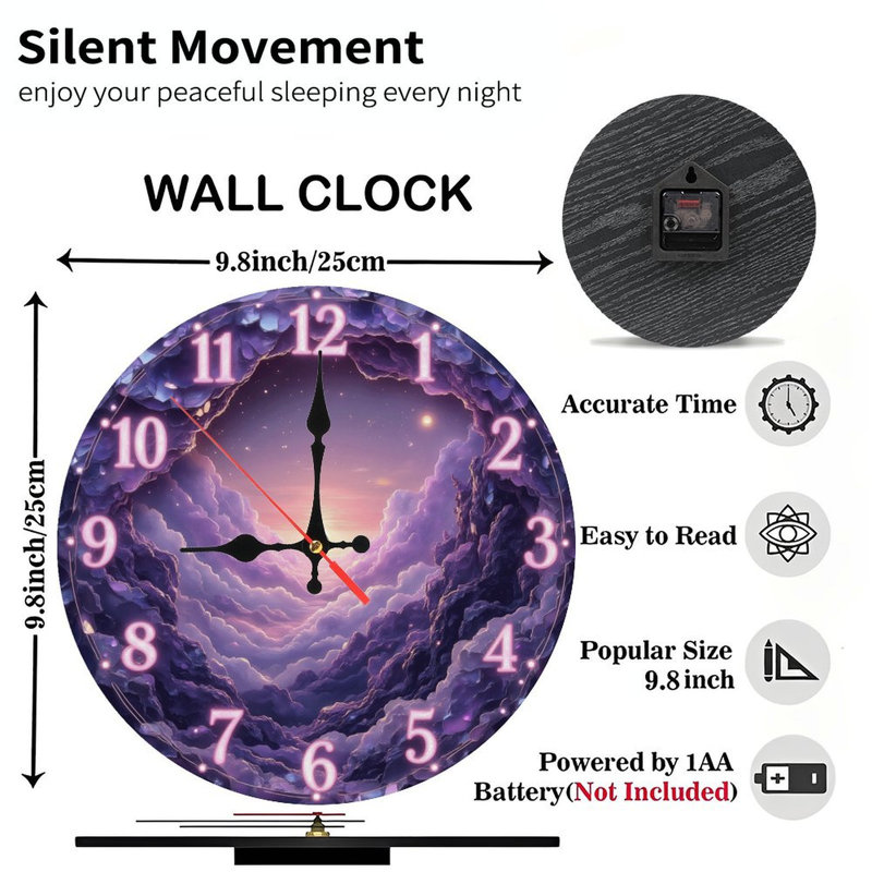 Chiffres de l'horloge mauve Cloudscape