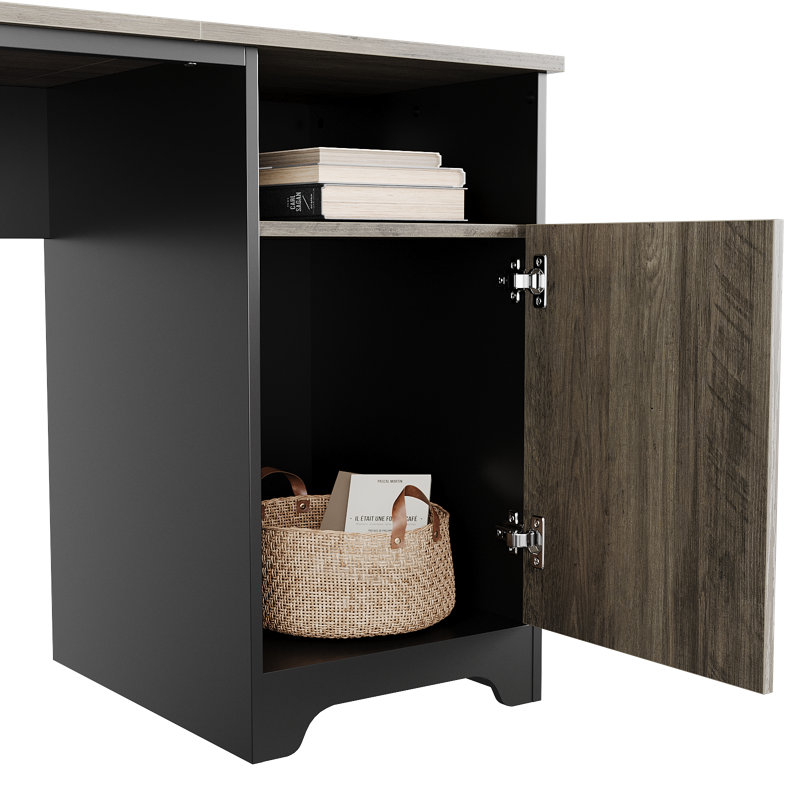 Daylie 59''  Executive Desk with File and Storage Drawers and Cabinet, Computer Writing Desk with Keyboard Tray and 2 Open Compartments for Home Office