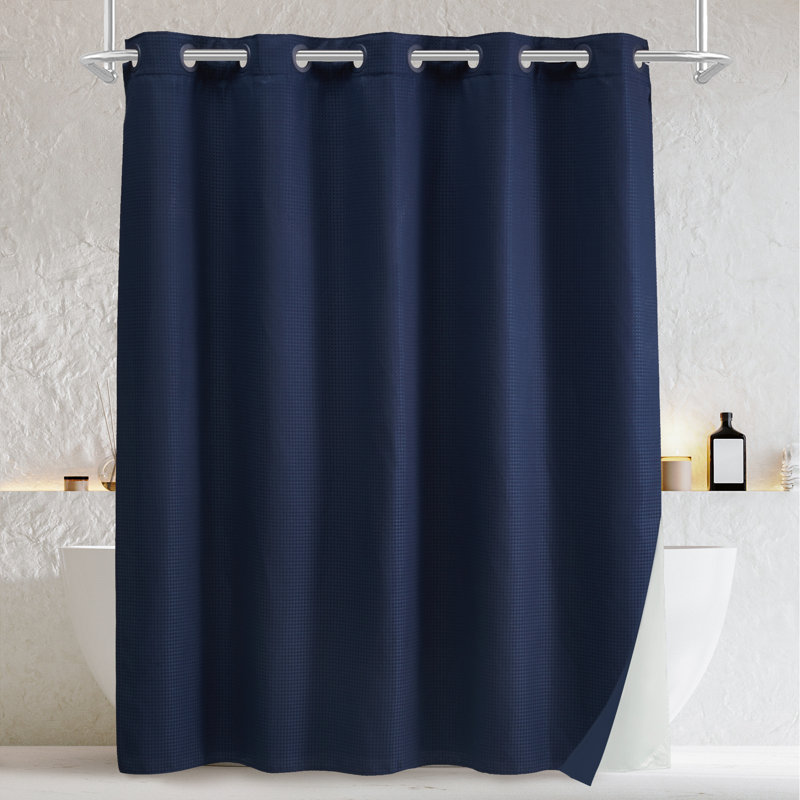 Rideau de douche sans crochet Rakiem, Marine, H 77 po x l 71 po