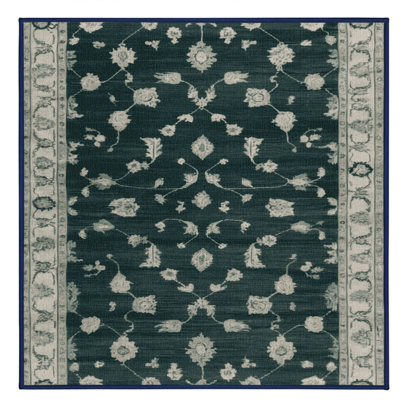 Tapis bleu lavé à la machine, Carré 8 pi