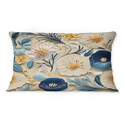 Blue and White Coastal Retreat Seashells IV - Coussin imprimé floral
