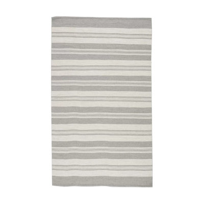 Vintage Striped Area Rug in Gray/Ivory