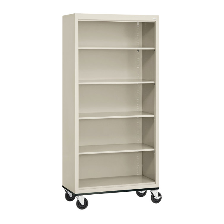 Sandusky Lee 36" W x 18" D x 78" H Steel Mobile Bookcase with 4 Adjustable Shelves by Sandusky