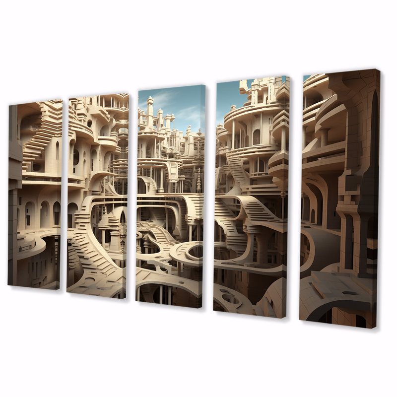 «Charline Architectural Dreamscape», art mural surréel 5, H 32 po x l 80 po