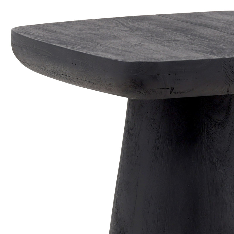 Black Solid Wood Modern End Table
