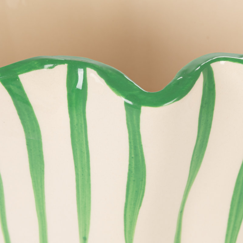 Vase rayé en grès festonné