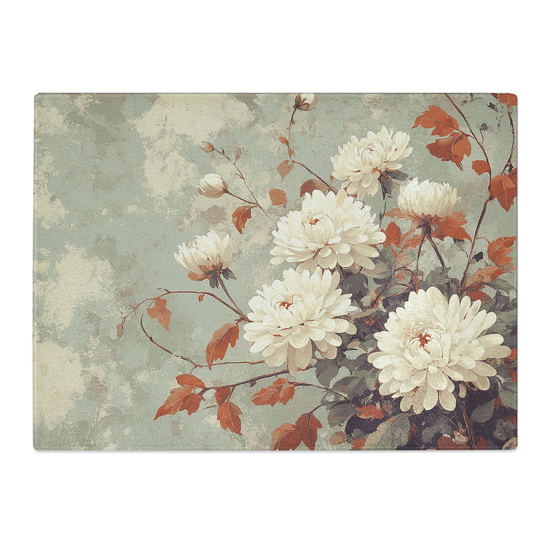 Chrysanthemum Flowers Vol.2  Glass Chopping Board