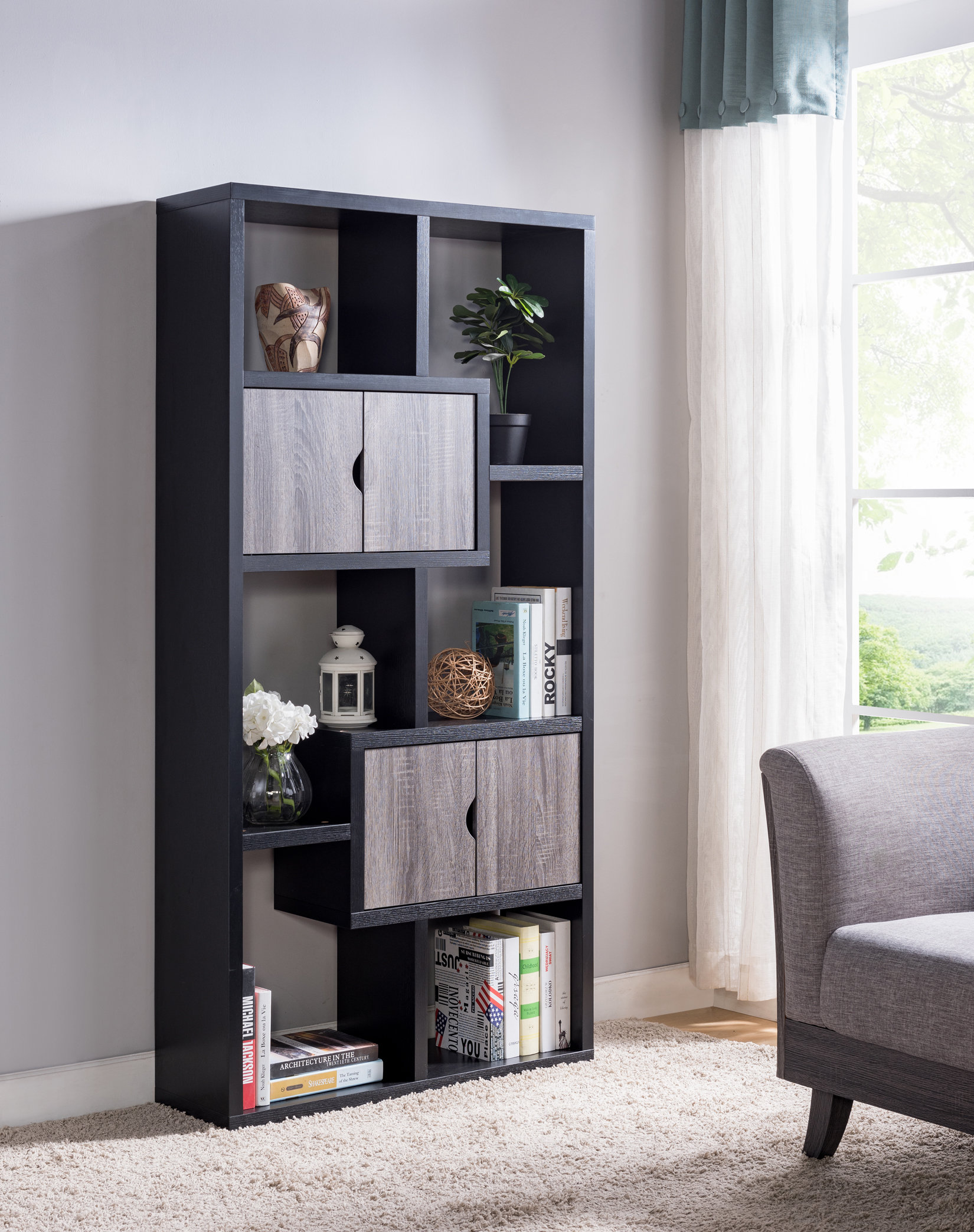 Wrought Studio Amblewood Geometric Storage Bookcase & Reviews Wayfair