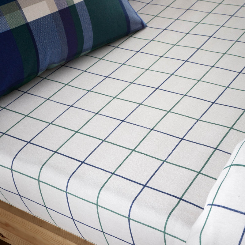 Brushed Soft and Cosy Check Fitted Sheet, Navy