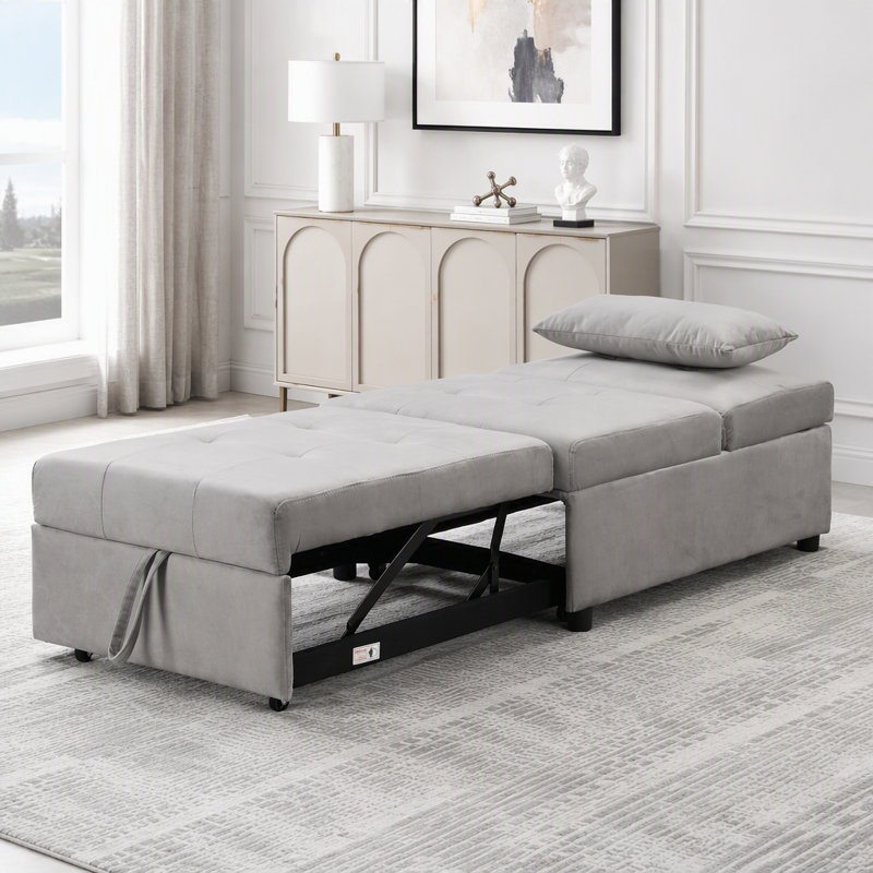 Canapé-lit convertible avec repose-pieds pliant avec design multifonctionnel