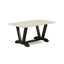 L'ensemble de table de cuisine 6 pièces contient une table de salle à manger rectangulaire avec pieds en V et 4 chaises Parson en tissu de lin avec un banc, noir brossé-1646482060-1646482056-1646482057