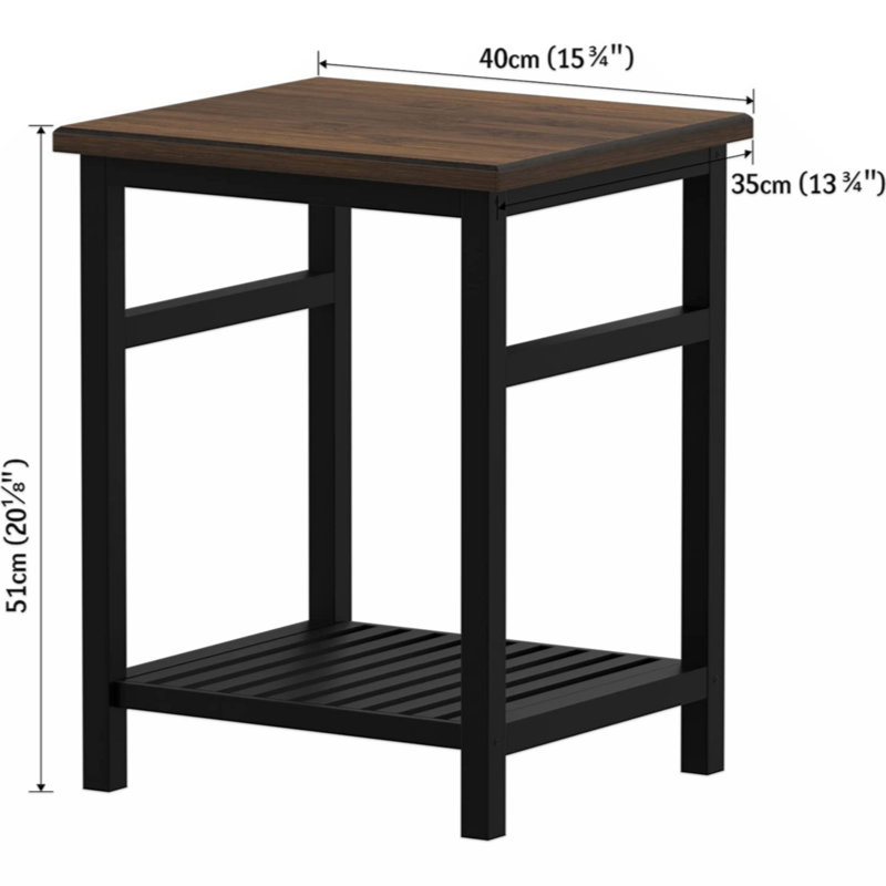 Lanova 15.75'' W Solid Wood Nightstand, Brown/Black