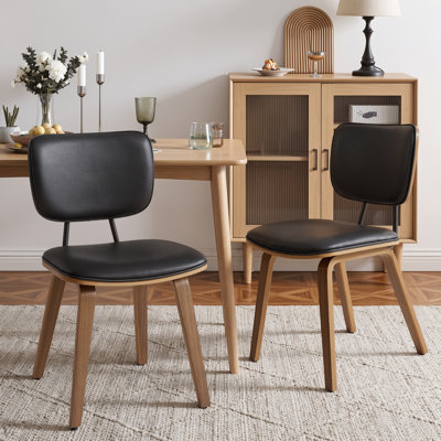 Faux Leather Upholstered Side Chair Dining Chair And Walnut Wood Finish
