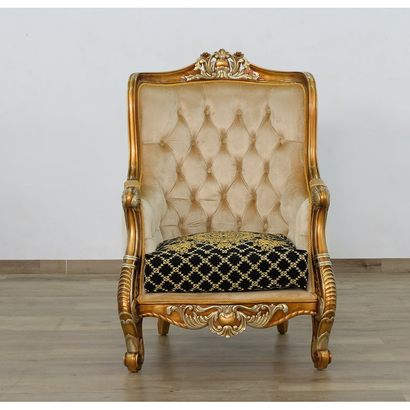 Fauteuil à oreilles capitonné de 33 po de large Saltz, Brun
