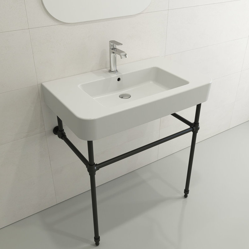 Parma 33.27'' L Bathroom Sink, Matte White, Single-Hole