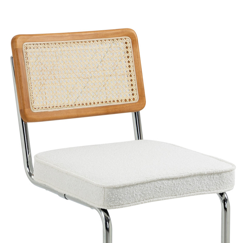 Tabouret de comptoir Avalyna, Blanc, Tabouret de bar (siège d’une hauteur de 30 po), Chrome