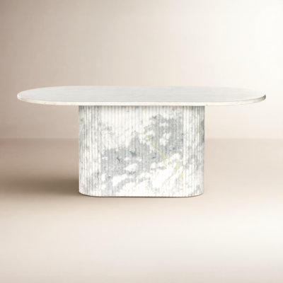 Holloman 74'' Oval Marble Dining Table