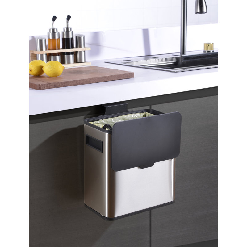 Poubelle à levage manuel en acier inoxydable - 1,6 gallons