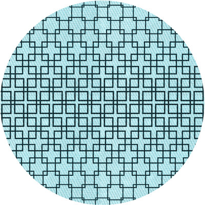 Tapis bleu ciel/noir en laine géométrique
