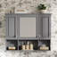 Armoire de salle de bain à miroir de 28,7 po de hauteur, de style moderne, avec des solutions de rangement cachées et ouvertes de 35 po - 3 portes de qualité, convenant à plusieurs pièces