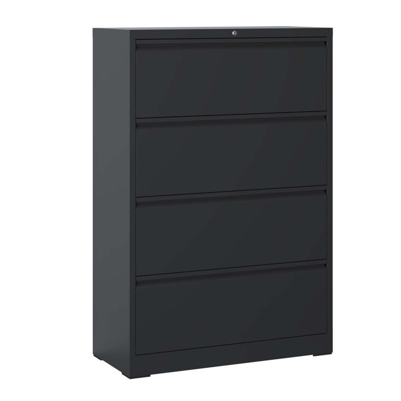 4 Drawer Lateral File Cabinet With Lock – Tall Heavy-Duty Metal Filing Cabinet For Home Office, Space-Saving Wide Storage For Letter/Legal/A4/F4, Quiet Full-Extension Slides