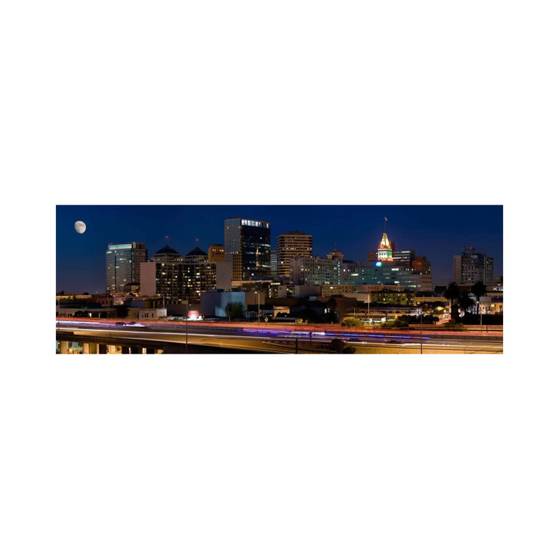 Oakland Panoramic Skyline Cityscape (Night) - Wrapped Canvas Panoramic Print, 30.48 cm H x 91.44 cm W x 1.91 cm D