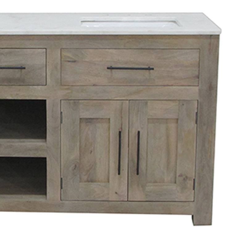 72'' Double Bathroom Vanity with Marble Top