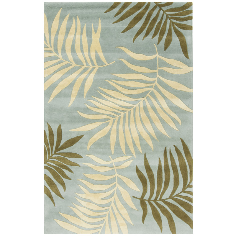 Luckey Hand Tufted Wool Floral Rug, Rectangle 5' x 8'