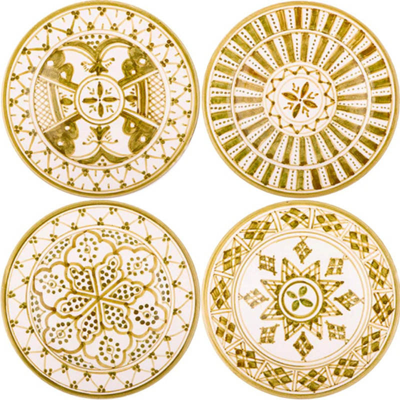 Ensemble de 4 assiettes à hors-d'œuvre Tetjana, Olive