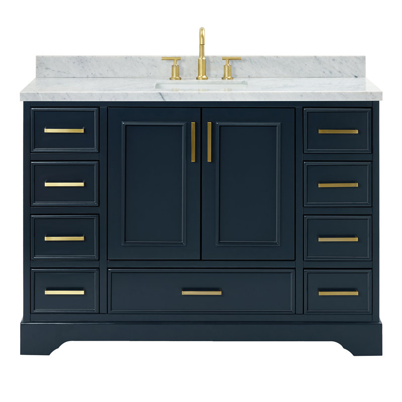 Meuble-lavabo simple avec plateau Abshire 49, Bleu minuit