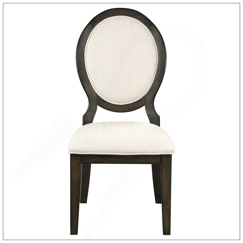 Ensemble de chaises de salle à manger ovales transitionnelles en tissu de couleur cacao foncé transitionnel, ensemble de 2 pièces pour des meubles de salle à manger élégants et durables